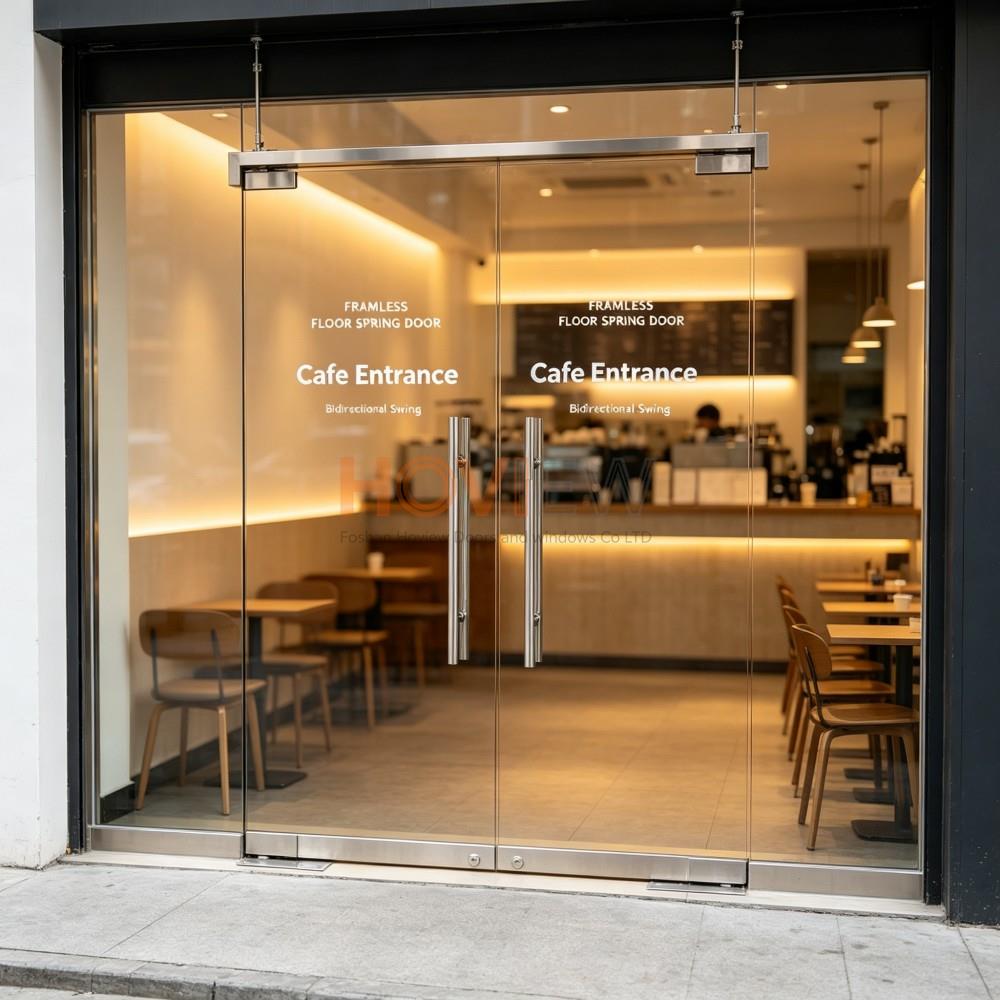 Frameless Glass Door with Floor-Mounted Spring Hinge (5)