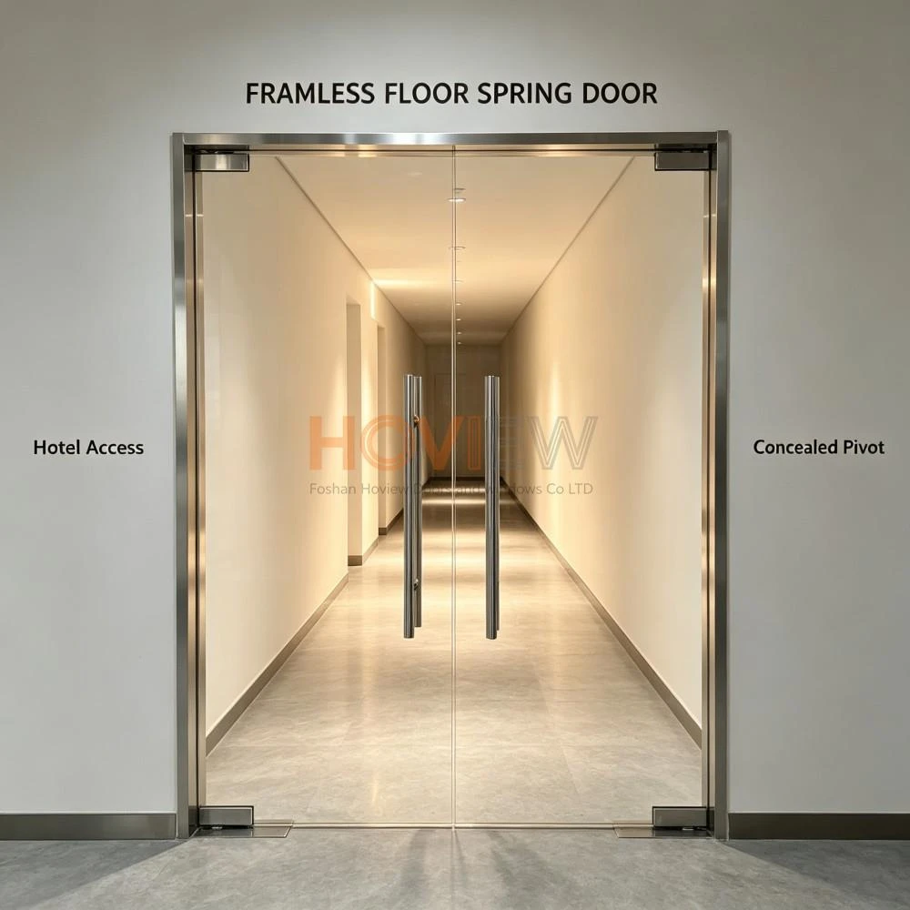 Frameless Glass Door with Floor-Mounted Spring Hinge (3)